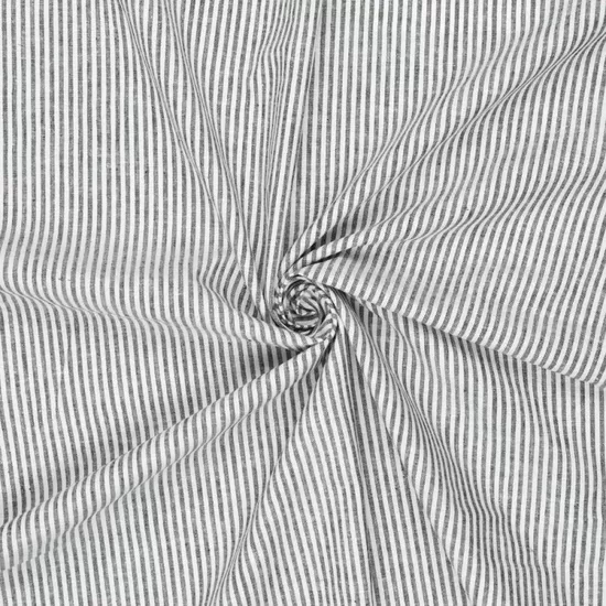 Svītrains lina-kokvilnas audums – melns / Black stripes